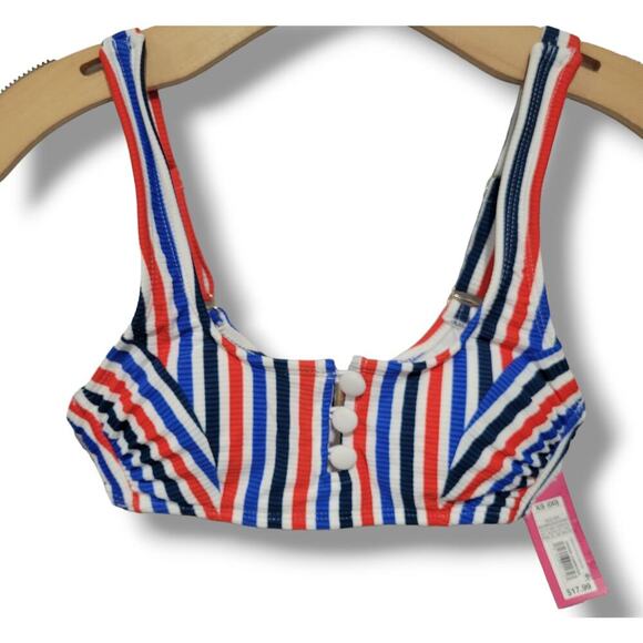 Xhilaration Juniors Ribbed striped patriotic faux button front bikini top  - xs - Picture 1 of 11